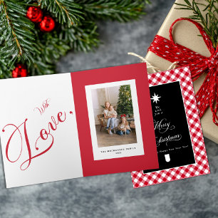 Carte Joyeux Noël Plaid Rouge Buffalo Photo Plié