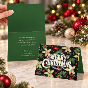 Carte Joyeux Noël Poinsettias Vacances