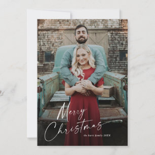 Carte Joyeux Noël portrait photo plein cadre vacances