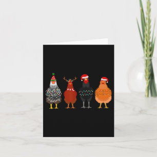 Carte Joyeux Noël Poulet Feux de Noël Santa Hat