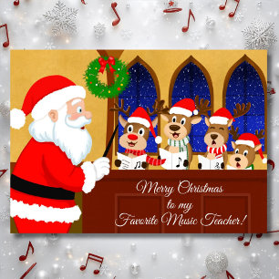 Carte Joyeux Noël Professeur de Musique Père Noël avec R