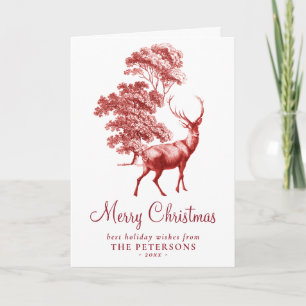 Carte Joyeux Noël Red Vintage Deer Card