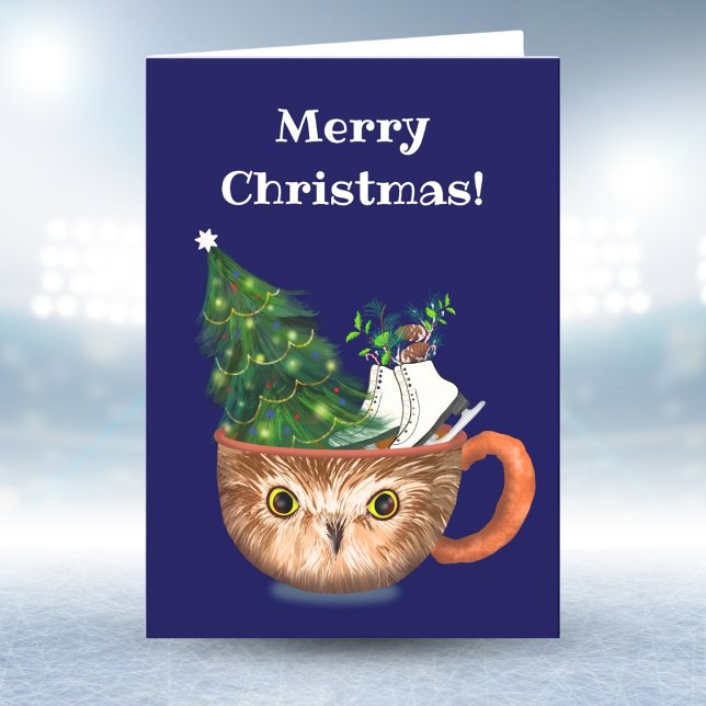Carte Joyeux Noël Rockefeller Chocolat Chaud Chouette (Créateur téléchargé)