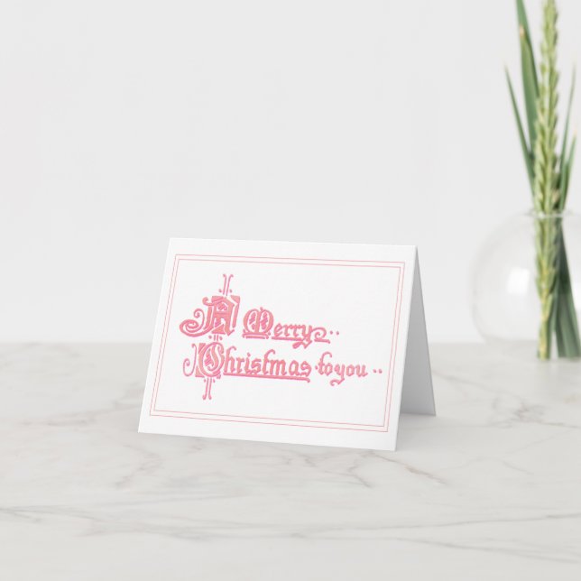 Carte Joyeux Noël rose vintage (Devant)