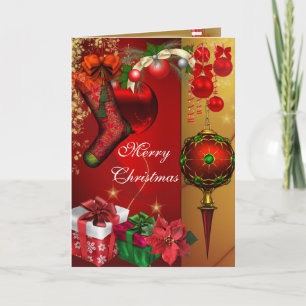 Carte Joyeux Noël Rouge Or Blanc