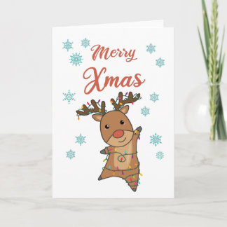 Carte Joyeux Noël Rudolph Red Nez Reindeer mignons Anima