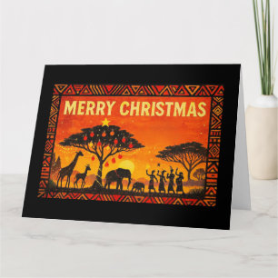 Carte Joyeux Noël Safari africain de Noël