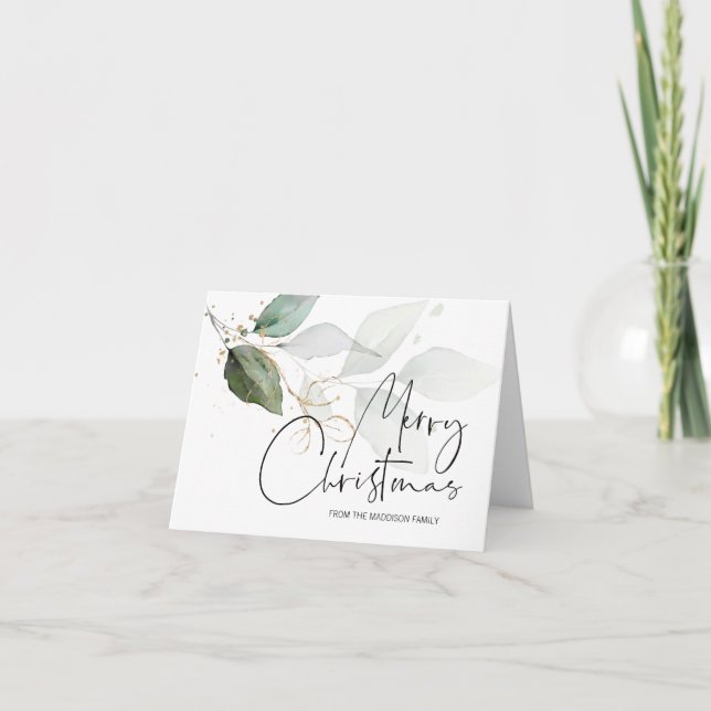 Carte Joyeux Noël Salutation de Noël Moderne Eucalyptus (Devant)
