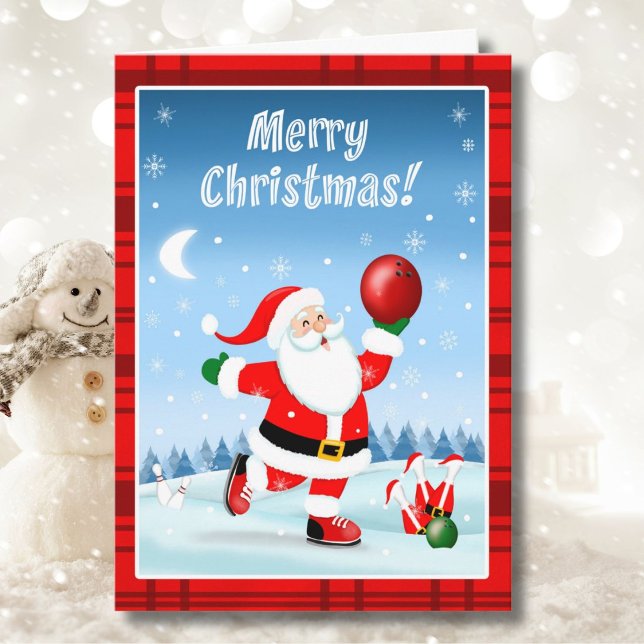 Carte Joyeux Noël Santa Bowling avec joie (Créateur téléchargé)