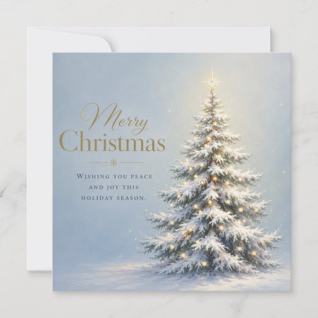 Carte Joyeux Noël Sapin enneigé (Devant)