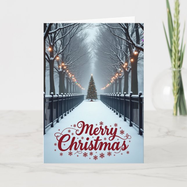 Carte Joyeux Noël Sentier enneigé (Devant)