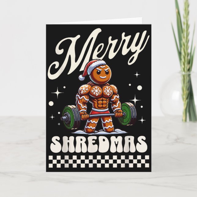 Carte Joyeux Noël Shredmas Gym Gingerbread Workout M (Devant)