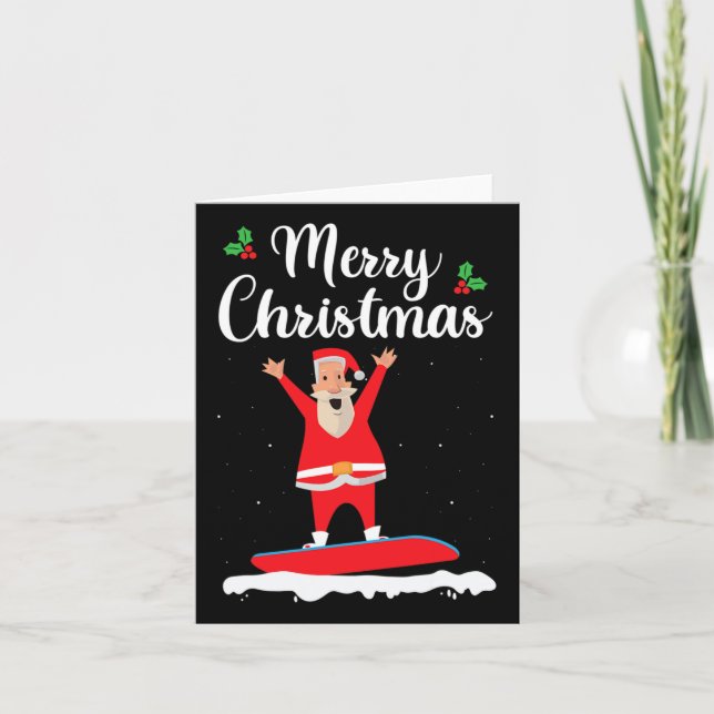 Carte Joyeux Noël Snowboard Santa Claus Boarder E (Devant)