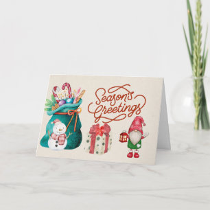 Carte Joyeux Noël Snowman et Gnome