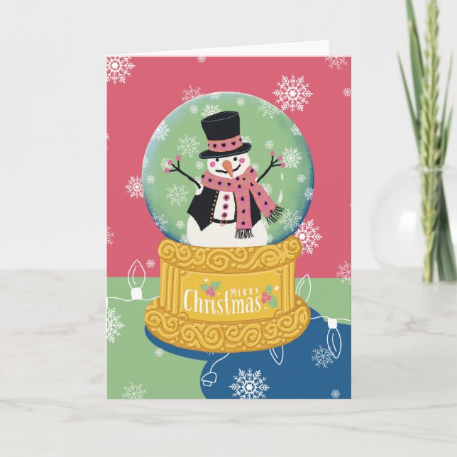 Carte Joyeux Noël Snowman Globe (Devant)