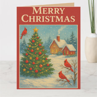 Carte Joyeux Noël Snowy Cardinal Greeting Card
