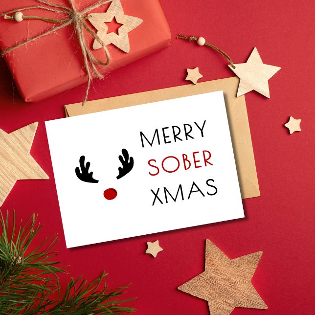 Carte Joyeux Noël Sober minimal, Sober Support Noël (merry sober xmas card)