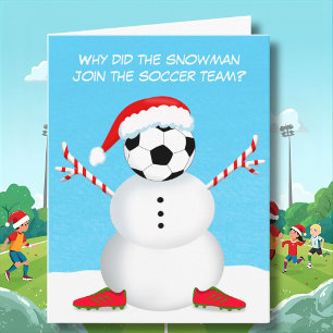 Carte Joyeux Noël Soccer Snowman Plaisanterie