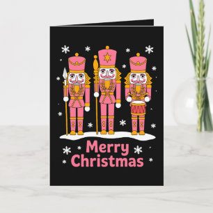 Carte Joyeux Noël Soldats Casse-Noisette Flocon Rose