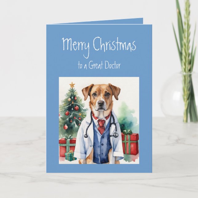 Carte Joyeux Noël Souhaite Grand Docteur Fun Dog Docteur (Devant)