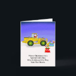 Carte Joyeux Noël spécial garçon Père Noël en bulldozer<br><div class="desc">Cette adorable carte de Noël présente Père Noël dans un bulldozer,  ce qui en fait le choix idéal pour un petit garçon spécial qui fête la saison des Fêtes. Il est sûr d'apporter un sourire et ajouter un peu de plaisir festif à ses célébrations de Noël!</div>