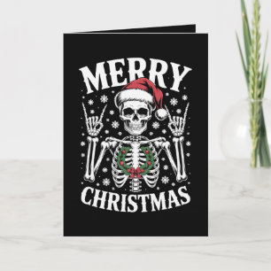 Carte Joyeux Noël Squelette Chapeau de Père Noël Panneau