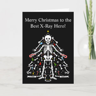 Carte Joyeux Noël technicien radiographie sapin squelett