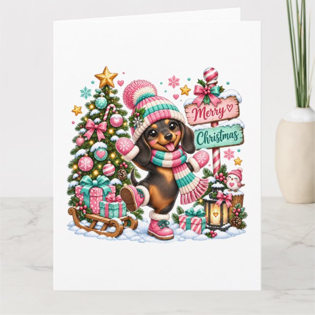 Carte Joyeux Noël Teckel (Devant)
