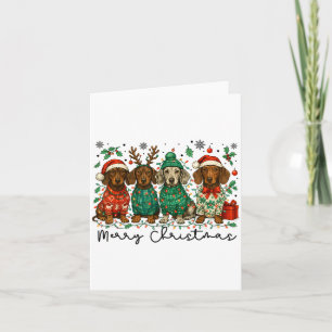 Carte Joyeux Noël Teckel Chien Rétro Xmas Chiot Hommes