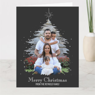 Carte Joyeux Noël tendance Silhouette Photo Grey