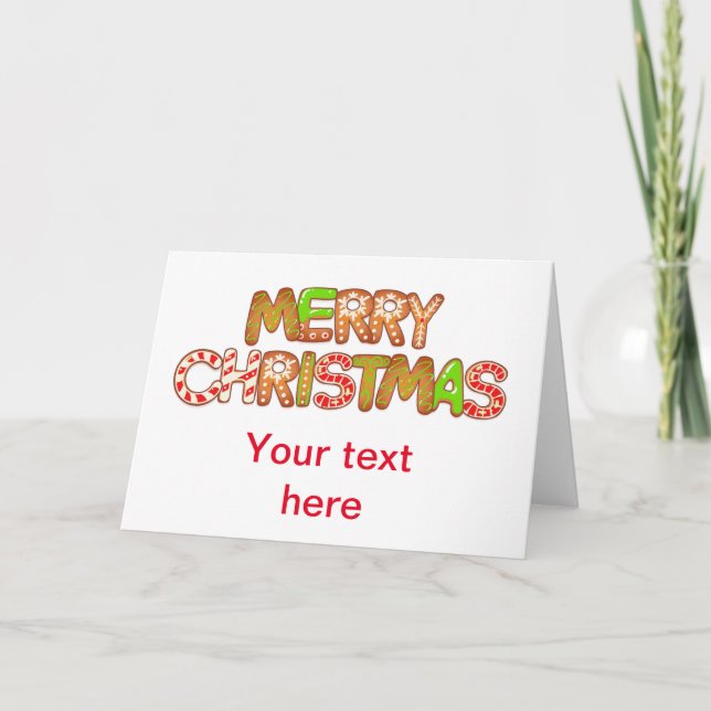 Carte Joyeux Noël Texte Amusant Mots Texte Personnalisé  (Devant)