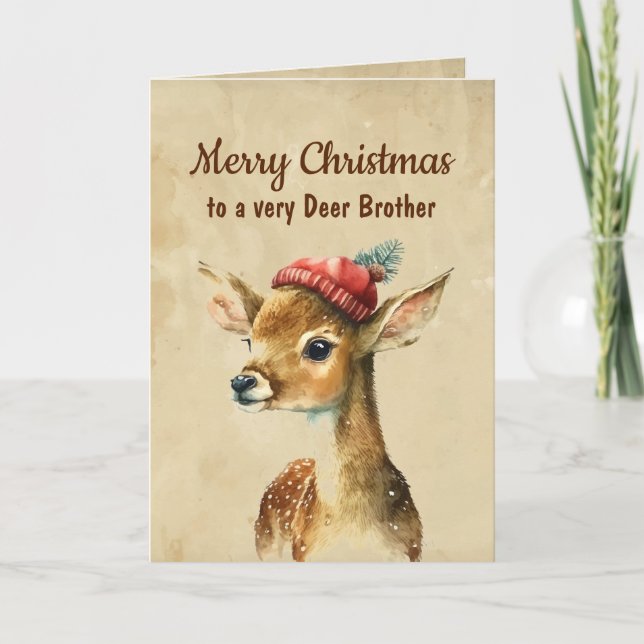 Carte Joyeux Noël Très Cerf Frère (Devant)