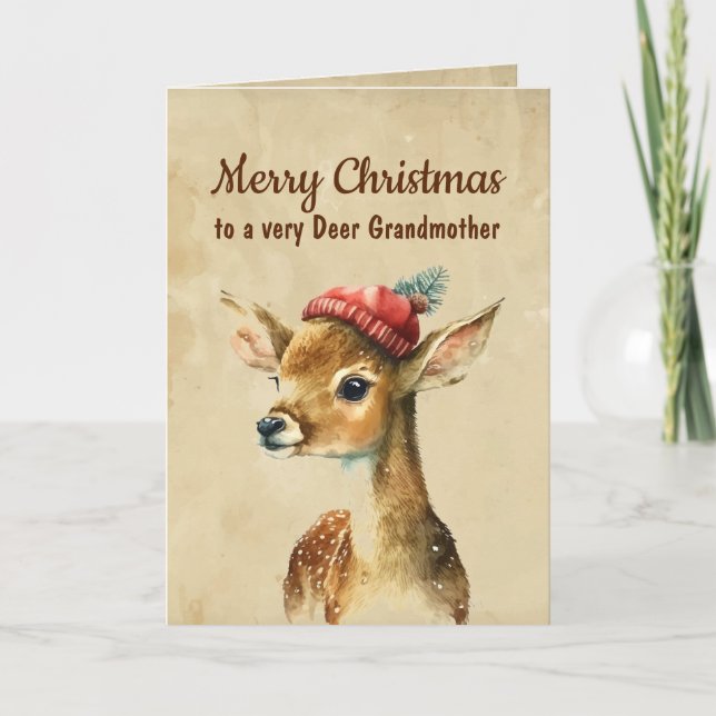 Carte Joyeux Noël Très Deer Grand-mère (Devant)