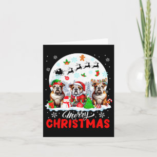 Carte Joyeux Noël Trois Chiens-taureaux de Père Noël Elf