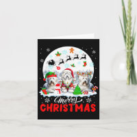 Joyeux Noël Trois Père Noël Elfe Renne Barbu C