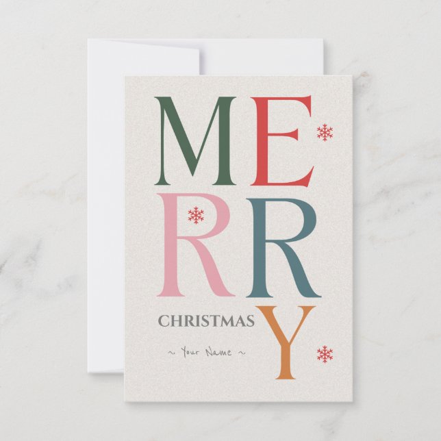 Carte Joyeux Noël Typographie simple et moderne Personna (Devant)