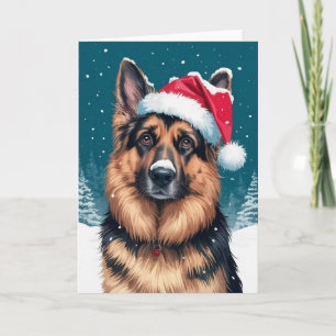 Carte Joyeux Noël Un Berger Allemand Chien à Père Noël