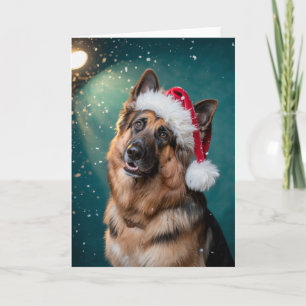 Carte Joyeux Noël Un Berger Allemand Chien à Père Noël