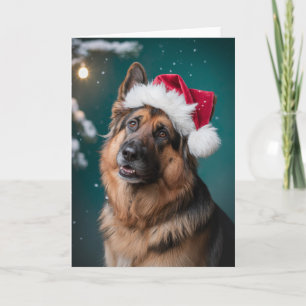 Carte Joyeux Noël Un Berger Allemand Chien à Père Noël