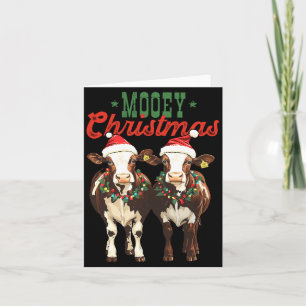 Carte Joyeux Noël Vache Avec Chapeaux De Père Noël Lumiè