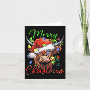 Carte Joyeux Noël Vache Highland Ouest Santa Hat Xma