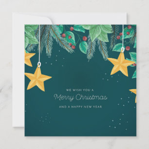 Carte Joyeux Noël vert et une bonne bannière du Nouvel A