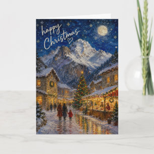 Carte Joyeux Noël Village Européen enneigé