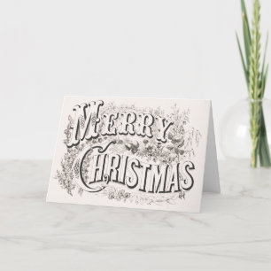 Carte Joyeux Noël, Vintage Currier & Ives (reprod)
