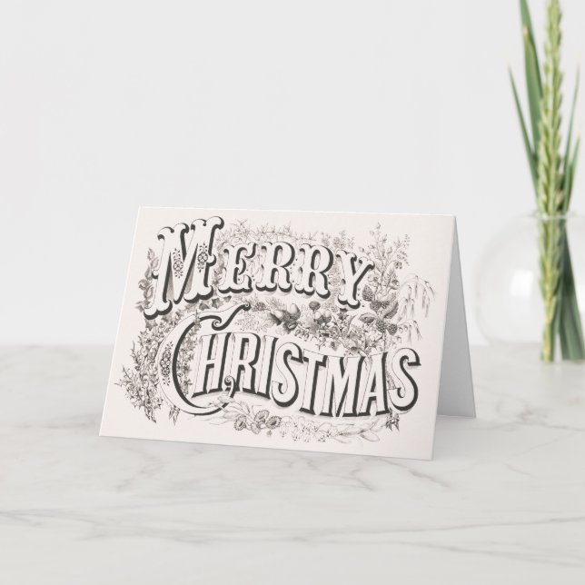 Carte Joyeux Noël, Vintage Currier & Ives (reprod) (Devant)
