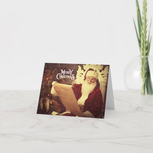 Carte Joyeux Noël Vintage Père Noël (Devant)