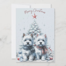 Carte Joyeux Noël Westie Paire