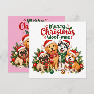 Carte Joyeux Noël Woof-mas Amoureux des Chiens