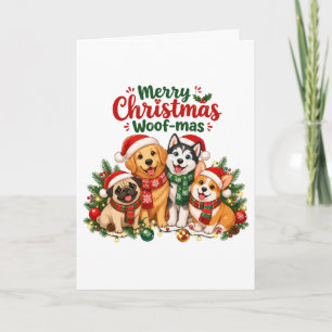 Carte Joyeux Noël Woof-mas Amoureux des Chiens