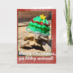 Carte Joyeux Noël ya animal sale Tortue sarcastique